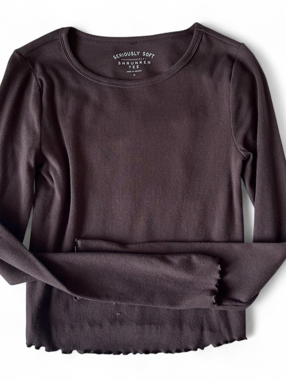 Aeropostale Chocolate Brown Shrunken Tee Long-Sleeve
